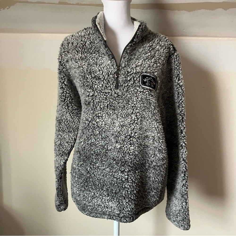 Montauk Clothing Co. Black & White Montauk Sherpa Quarter Zip Pullover Medium - Picture 8 of 8